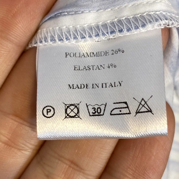 AMINA RUBINACCI Napoli Button-Up Striped Shirt 40 Half Sleeve Hidden Placket - Picture 7 of 7